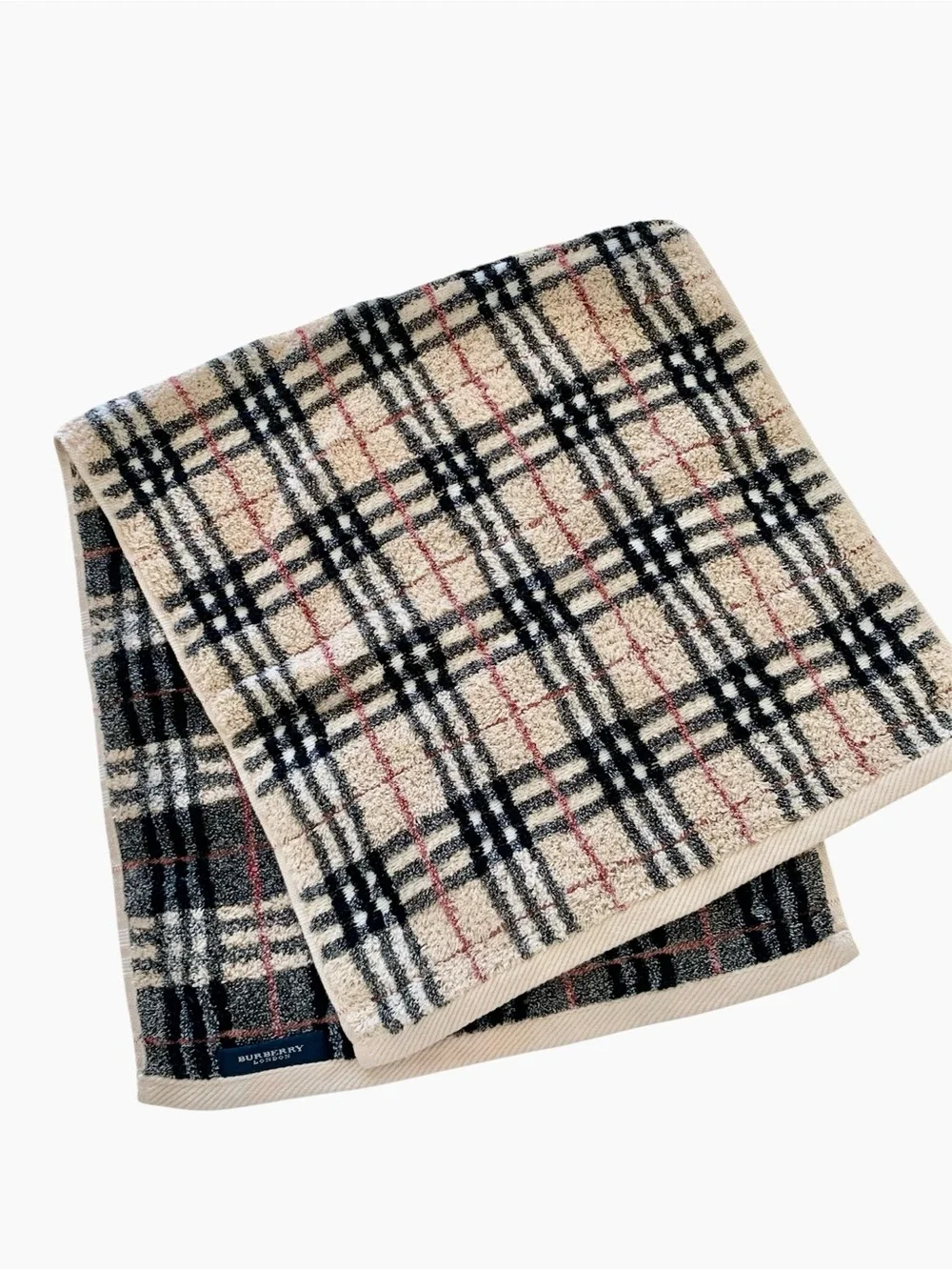 BURBERRY London Nova Check Face Towel Japan 100% Cotton 13” x 27.5” EUC Unused